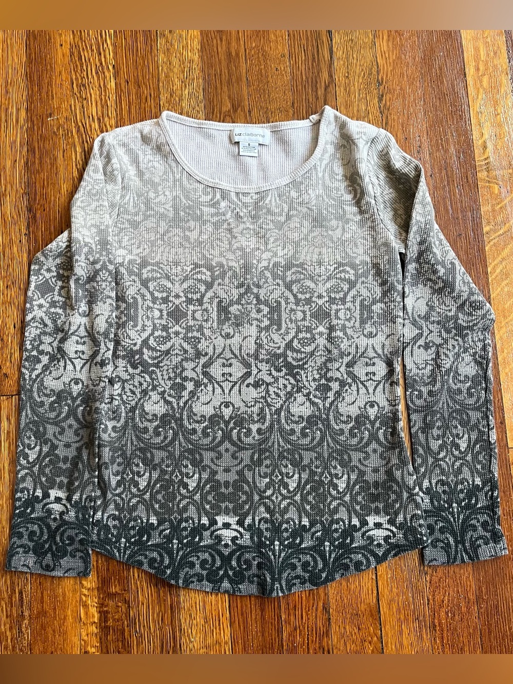 Y2k grunge paisley print thermal Henley long sleeve